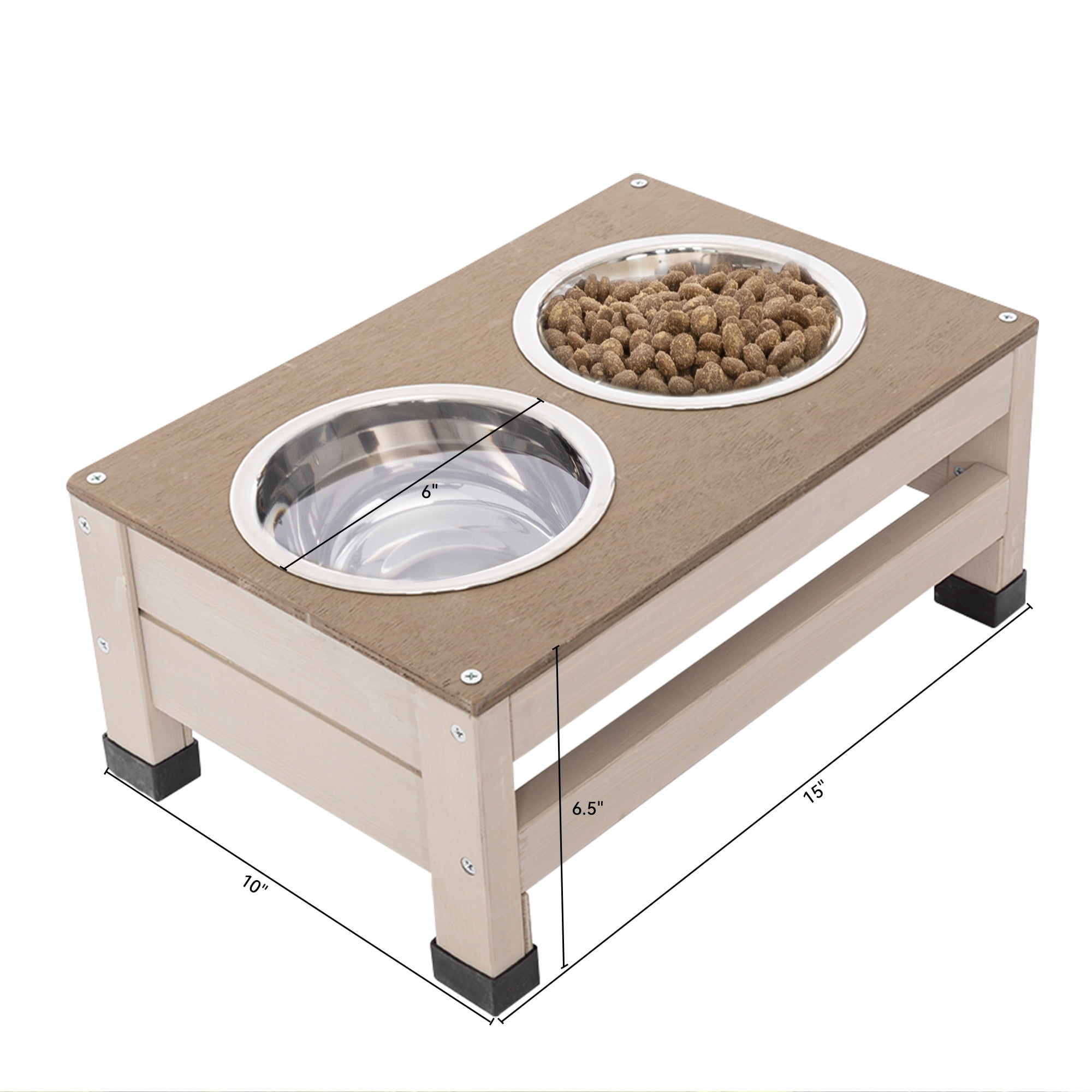 Aukfa Wooden Dog House, Outdoor Shelter for Small to Medium Dog up to 60lbs with Storage, Feed Bowls