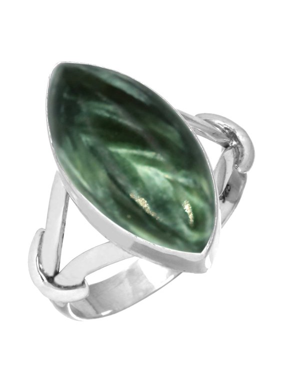 925 Sterling Silver Women Jewelry Natural Seraphinite Ring