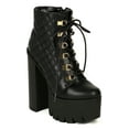 thumbnail image 1 of Bumper BD91 Women Quilted Lace Up Platform Chucky Heel Bootie, 1 of 5