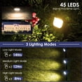 thumbnail image 4 of Solar Spot Lights Outdoor Garden IP65 Waterproof, 45 LEDs USB & Solar Powered Landscape Spotlight, 3 Modes Warm White Auto ON/Off House Lights, Bright Lighting for Yard, Tree, Flagpole, 4 Pack, 4 of 7