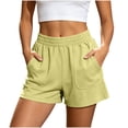 thumbnail image 2 of Women's Cotton Loose Shorts Pants, High Waist Slim Fit with Pockets, Casual Summer Beach & Active Outdoor Wear, Womens Shorts | UKHCCC,Yellow XL, 2 of 8