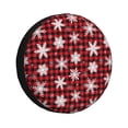 thumbnail image 1 of Lsque Snowflake red plaid Pattern Tire Covers - Tough Tire Wheel Protector for Truck, SUV, Trailer, Camper, RV-14 inch, 1 of 6