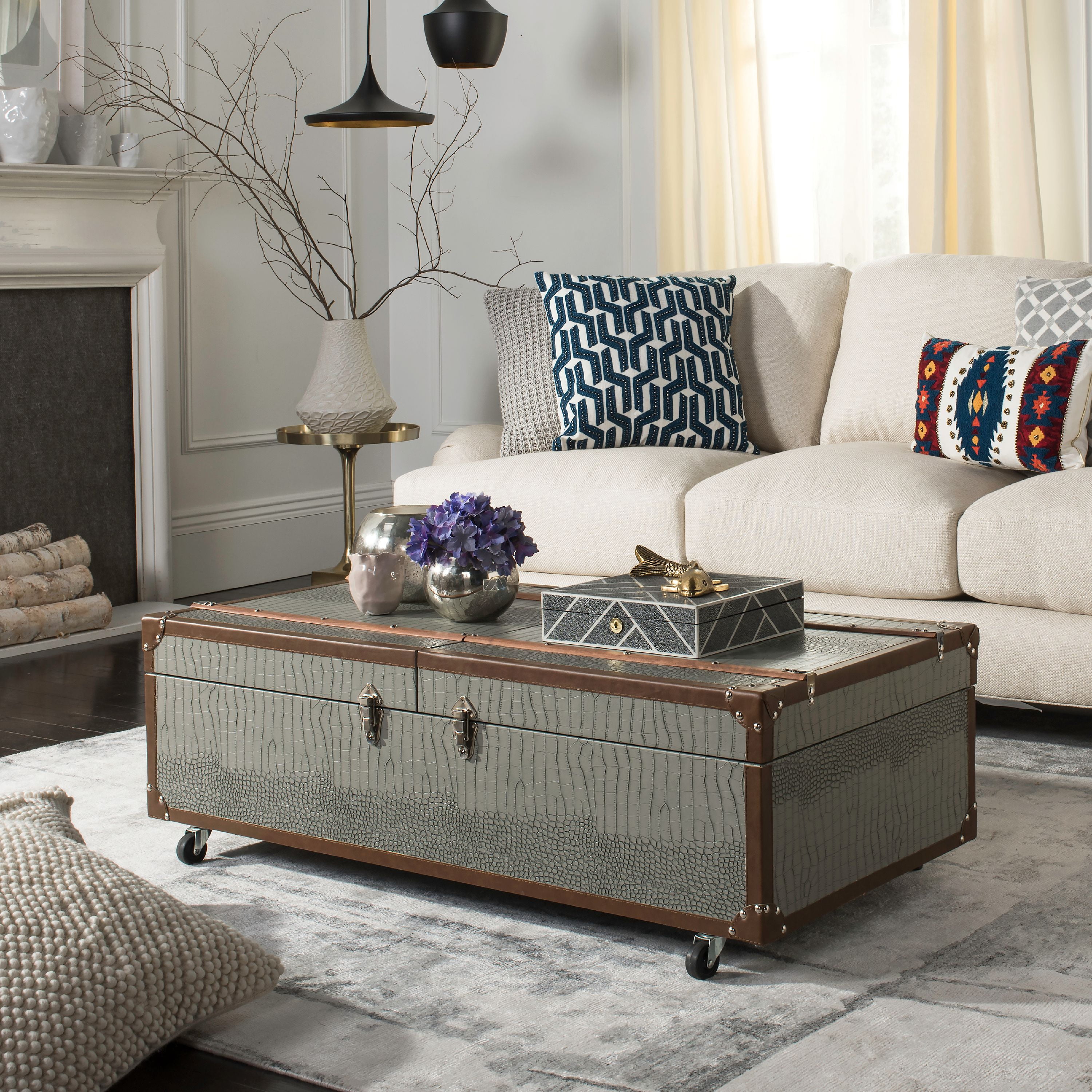 Safavieh Zoe Modern Animal Print Storage Coffee Table with Wine Rack