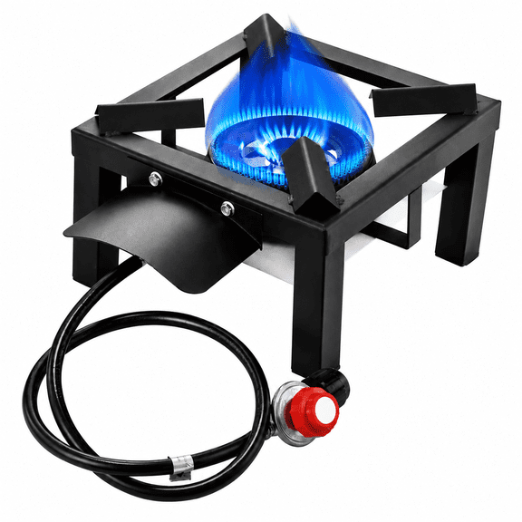 Larleaf Single Burner Propane Burner, Outdoor Adjustable Gas Stove, Backyard Propane Cooker with 0-20Psi Regulator & Leak-Resistant Hose for Outdoor Camping, Backyard Cookouts, Tailgating