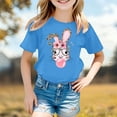 thumbnail image 2 of MUXiin Kids Easter Shirt Girls Cute Graphic Short Sleeve T Shirts Loose Happy Easter Preppy Tops Summer Clothes for Girls (Sky Blue,8-9 Years), 2 of 5