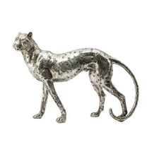 A&B Home Silver Leopard Resin Statue 13" x 3.1" x 9.3"