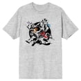 thumbnail image 1 of Teenage Mutant Ninja Turtles Coloured Masks Action Shot Heather Grey T-Shirt, 1 of 2