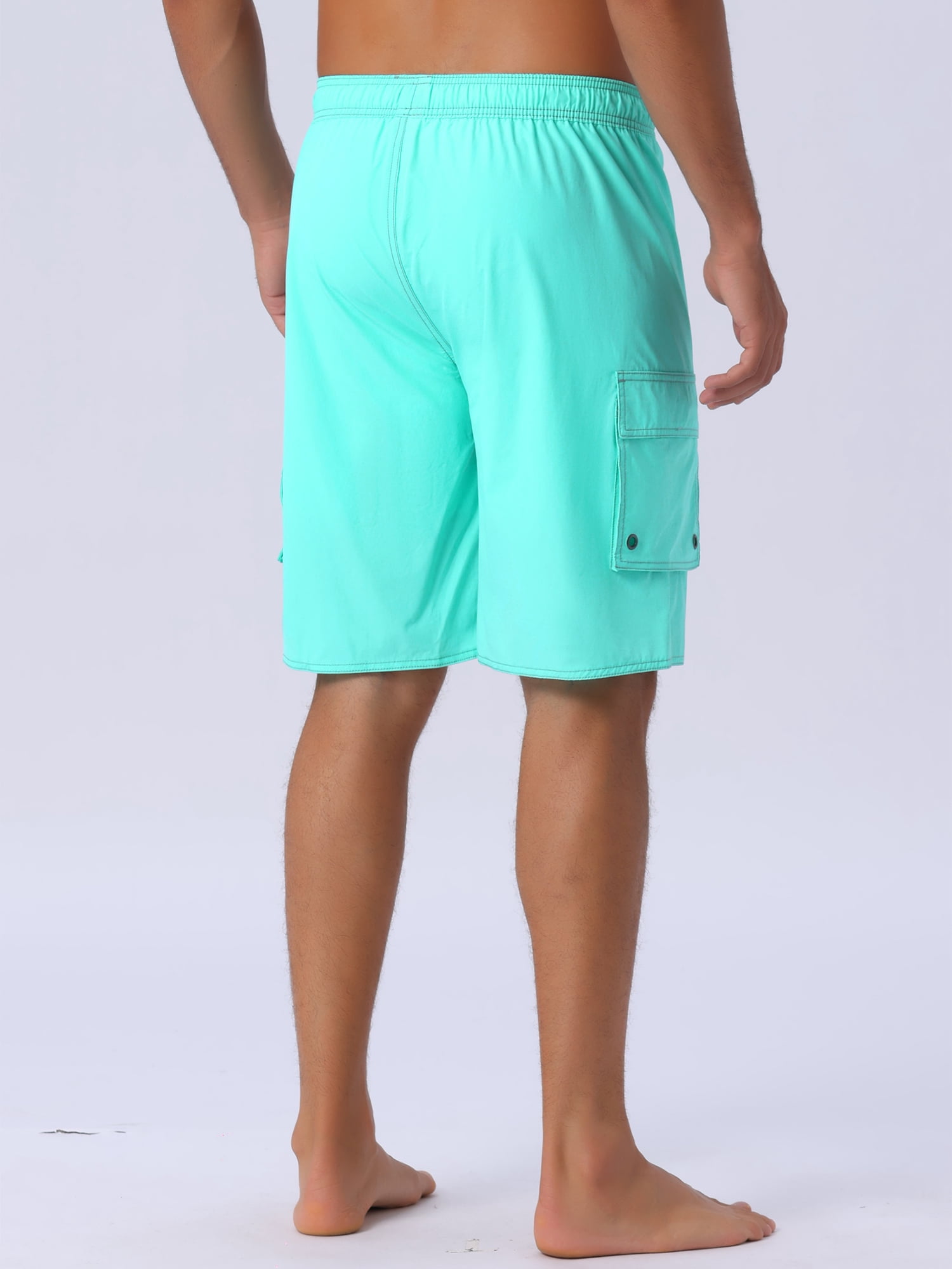 DARING DIVA Men's Solid Color Side Pockets Lining Summer Board Shorts 32 Light Green