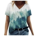 thumbnail image 3 of Blouse T-Shirt d'Été pour Femme à Col en V Imprimée à Manches Courtes, 3 of 4