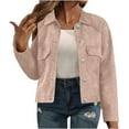 thumbnail image 7 of Hvyesh Womens Cropped Shackets Faux Suede Button Down Jackets Dressy Long Sleeve Coat, 7 of 7