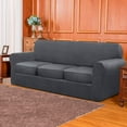 thumbnail image 3 of Subrtex High Stretch 4 Piece Velvet Slipcover Set, Gray, 3 of 7