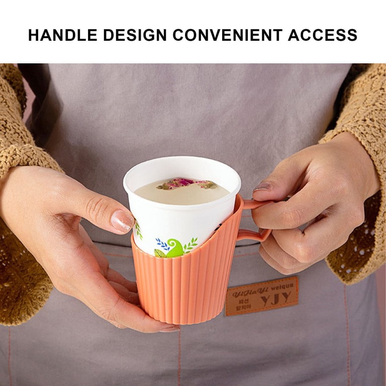 6-Pack Reusable Silicone Coffee Mug Sleeves - Insulator, Non-Slip Cup Holder Protector (White)