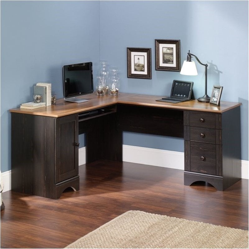 Bowery Hill Corner Computer Desk In Antiqued Paint Walmart Com