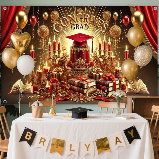 Danhjin Polyester Background Congrats Grad Backd Grad Backd Graduation Decorations Backd Backdrop