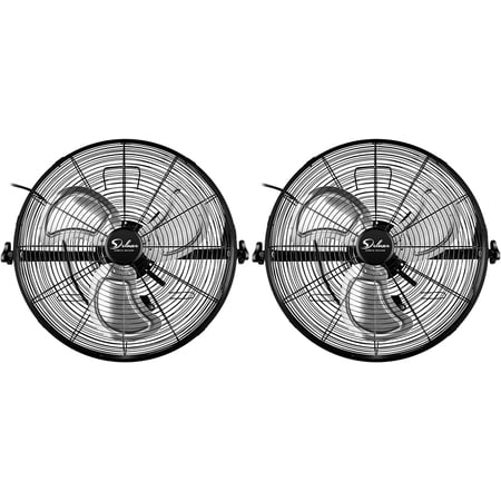 Simple Deluxe 20 Inch High Velocity 3 Speed, Black Wall-Mount Fan, 2-Pack