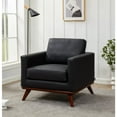 thumbnail image 3 of Leisuremod Chester Modern Faux Leather Armchair With Birchwood Base Contemporary Living Room Accent Armchair (Black), 3 of 7