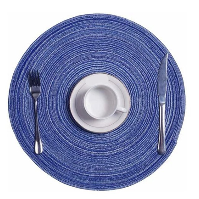 Juego de manteles individuales, manteles individuales azules, manteles individuales para mesa de comedor, 4 manteles individuales redondos de 36 cm resistentes al calor, manteles