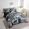 thumbnail image 3 of jejeloiu Rustic Western Farmhouse 7 Pieces Bedding Comforter Set,Patchwork Geometric Plaid Full Bedding Set,Jungle Bear Wolves Fitted Sheet Flat Sheet For Kids,Super Cozy Room Decor Reversible, 3 of 8