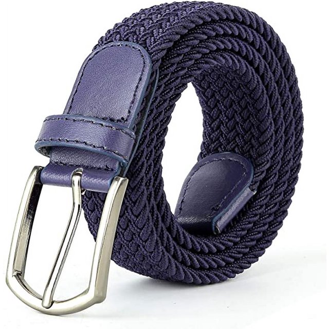 Cinturones elásticos tejidos de lona trenzada - Azul - para hombres/mujeres/jóvenes con multicolor