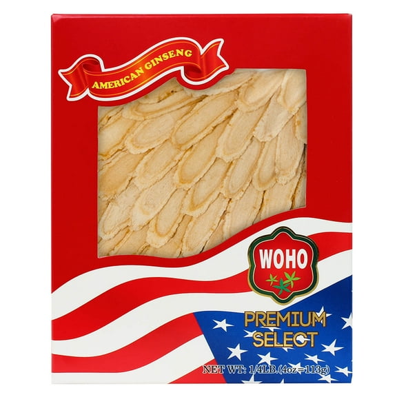 WOHO Cultivated American Ginseng 1264 Slice Medium 4 oz Box