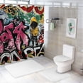 thumbnail image 7 of Orinice Graffiti Paint Bathroom Decor Set Colorful Luxurious Graphic Print Polyester Fabric Fashion Shower Curtain Set with Hooks 69x72, 7 of 7