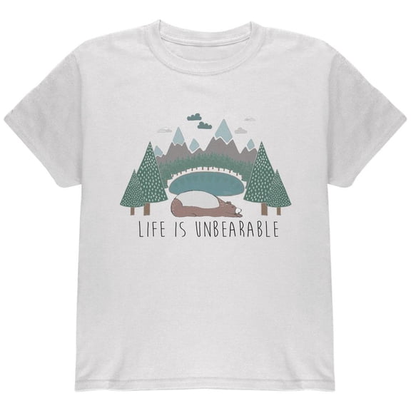 Autumn Life is Unbearable Bear Pun Youth T Shirt White Youth X-SM