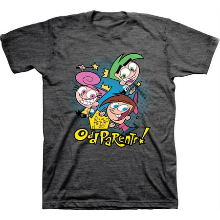 Mens Nickelodeon Fairly Odd Parents Shirt - Retro Nick Odd Parents tee - Classic Nick Graphic T-Shirt (Charcoal Heather, Small)