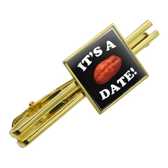 It's a Date Funny Humor Square Tie Bar Clip Clasp Tack- Silver or Gold