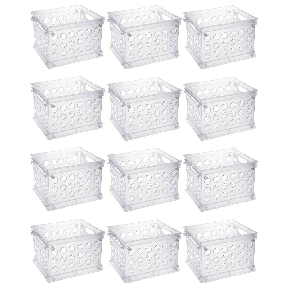 2-PK Sterilite Mini Crate 1695 Stackable Storage Organize For Home Office Clear 