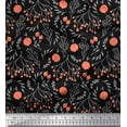 thumbnail image 1 of Soimoi Black Poly Georgette Fabric Branch & Red Berries Fruits Print Fabric by the Yard 42 Inch Wide, 1 of 3