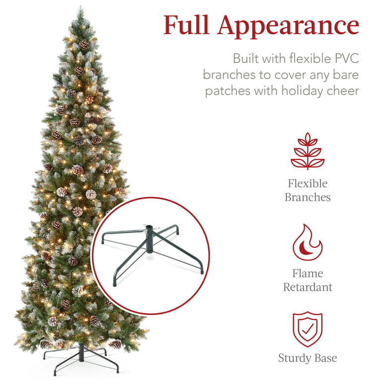 Best Choice Products 6ft Pre-Lit Spruce Hinged Artificial Christmas Tree w/ 250 Incandescent Lights Foldable Stand