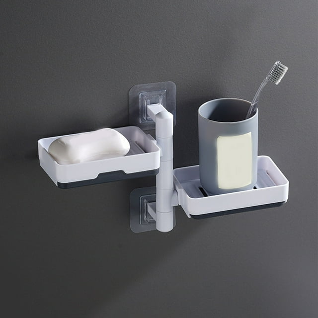 Soap Holder,Soap Travel Container,Bar Soap Container,Leakproof Soap Case,Bathroom Soap Dishes,Soap 2-Layer Self-Adhesive Soap Dish Wall Mounted Rotatable Soap Box Storage for Bathroom Kitchen