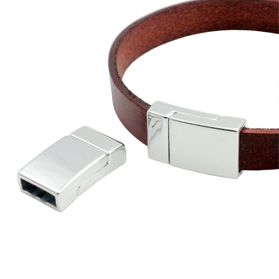 shapesbyX 10 Pieces 10mm Flat Magnetic Clasps and Closure for Bracelet Making Leather Strip End 10x3mm Hole