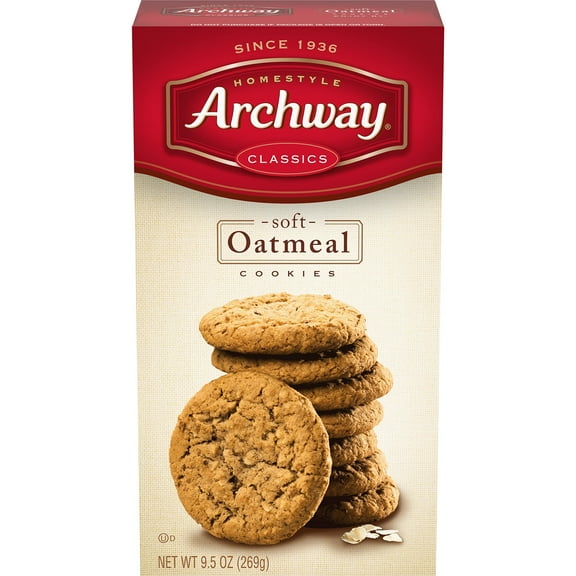 Archway Cookies, Classic Soft Oatmeal Cookies, 9.5 Oz Pack of 9