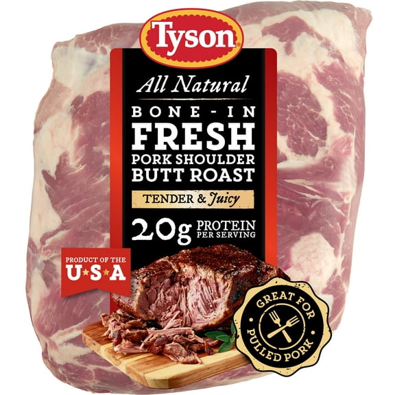 Tyson All Natural, Fresh Pork Shoulder Butt Roast, Bone in, 6.84 - 8.3 lb, 6.84 - 8.3 lb