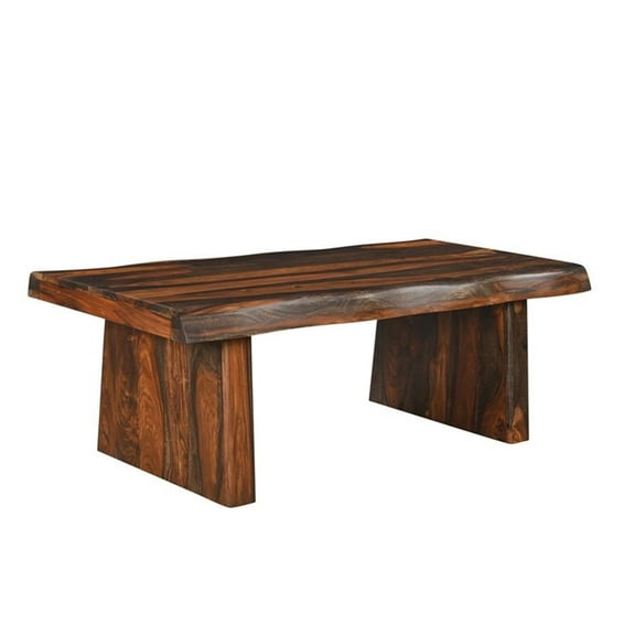 Taran Designs Darcy Live Edge Solid Wood Coffee Table in Dark Brown