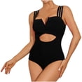 thumbnail image 2 of Njoeus Women's Solid Color Cutout One 1 Piece Swimsuits Push Up Tummy Swimsuit Control High Waisted Crisscross Front Bathing Suit Monokini Swimwear (with Padded), 2 of 6