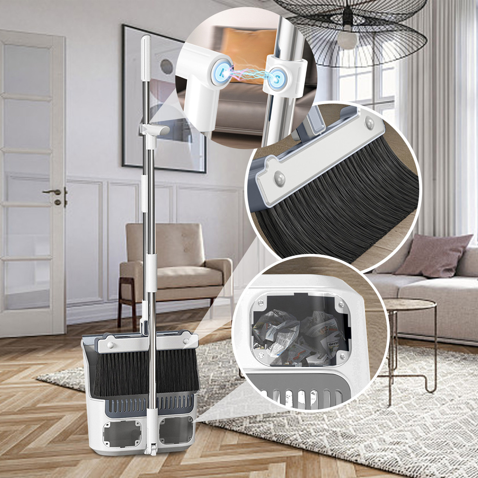 amlbb Clearance Broom and Dustpan Set Brooms Indoor 180° Rotatable