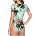 thumbnail image 4 of Gaeub Tropical Summer Palm Women'S Short Sleeve One Piece Swimsuit Sexy High-Waisted Bodysuit For Swimming, Beach, Sports - Small, 4 of 9