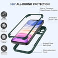 thumbnail image 2 of Compatible with iPhone 11 Case Full Body Clear Design with Built-in Screen Protector Shockproof Anti-Scratch Rugged Phone Case 360 Protective Cover for iPhone 11 6.1 inch, Green, 2 of 16