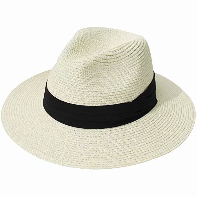 Women Wide Brim Straw Panama Roll up 