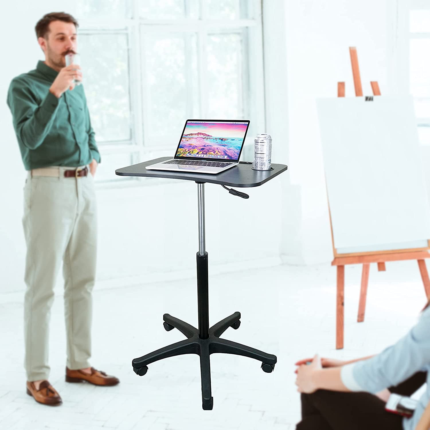 Stand Mobile Laptop Desk, Airlift Pneumatic Laptop Computer Sit Stand Mobile Desk Cartoon