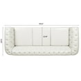 thumbnail image 5 of 84" Chesterfield Sofa, PU Leather Tufted Upholstered 3-Seater Sofa with Rolled Arms & Silver Nailhead, Padded Cushion & Solid Wood Legs, Modern Accent Sofa for Living Room Office, White, 5 of 7