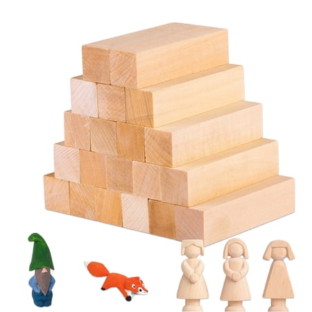 20Pcs Unpainted Balsa Wood Block ,4" x 1" x 1"Basswood Carving Blocks Unfinished Smooth Rectangular Wood Blocks or Adults Beginner Experts