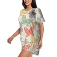 thumbnail image 2 of Naloa Butterfly Women's Short-Sleeved Pajama Set, Loungewear, Summer pajamas, Breathable Cozy - 3X-Large, 2 of 9