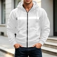 thumbnail image 5 of YUGYXL Mens Zip Up Fleece Lined Reflective Hoodies Sweatshirts Outdoor Workout Loose Pullover Tops with Pockets White Jacket, 5 of 9