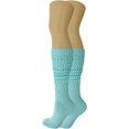 thumbnail image 2 of 6 Pairs Cotton Slouch Knee Socks Shoe Size 5-10 - Mint, 2 of 3