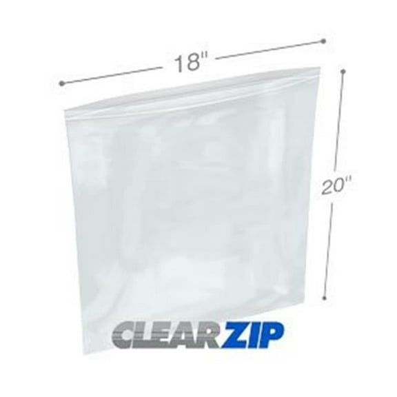 International Plastics CZ21820 18 x 20 in. ClearZip Lock Bags, 0.002 Gauge - Case of 500