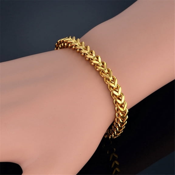 Mens bracelets & Bangles 14K Yellow Gold Chain Womens Bracelet Jewelry Gift pulseira