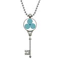 thumbnail image 1 of Wavy Curly Triangular Symmetry Pendant Vintage Necklace Silver Key Jewelry, 1 of 3